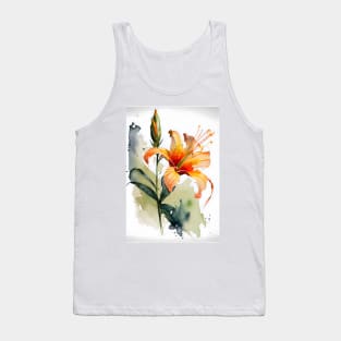 A Beautiful Orange Daylily Day Lily Watercolor Design Tank Top